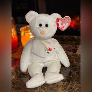 🌸 Ty Beanie Baby Mugunghwa Bear Korea White Plush Flag Tag Korean